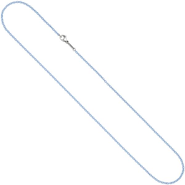 Rundankerkette Edelstahl blau lackiert 42 cm Kette Halskette Karabiner