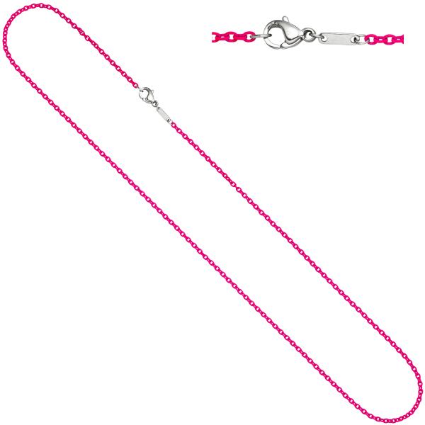 Rundankerkette Edelstahl pink lackiert 45 cm Kette Halskette Karabiner