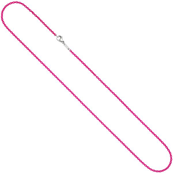 Rundankerkette Edelstahl pink lackiert 45 cm Kette Halskette Karabiner