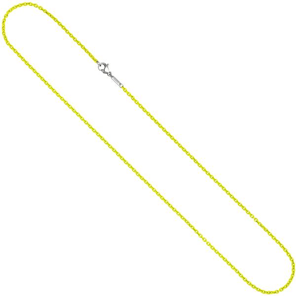 Rundankerkette Edelstahl gelb lackiert 42 cm Kette Halskette Karabiner