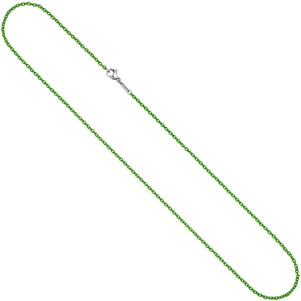 Rundankerkette Edelstahl grün lackiert 42 cm Kette Halskette Karabiner