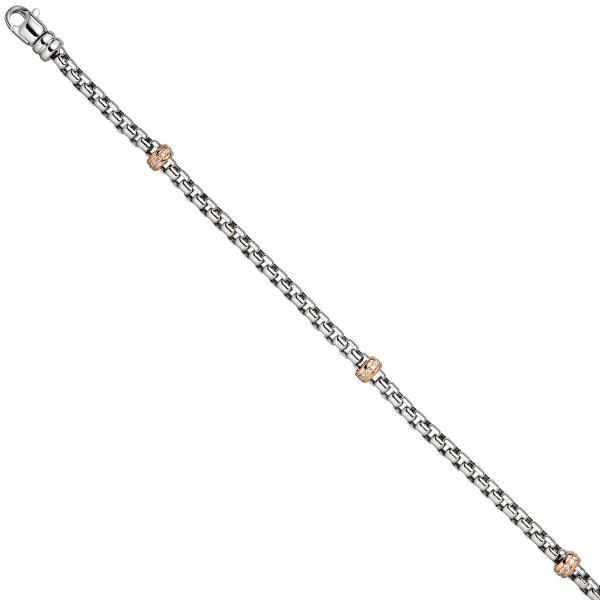 Armband 585 Gold Weißgold Rotgold bicolor 39 Diamanten Brillanten 19 cm