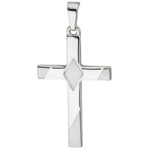 Anhänger Kreuz 925 Sterling Silber teil matt Kreuzanhänger Silberkreuz