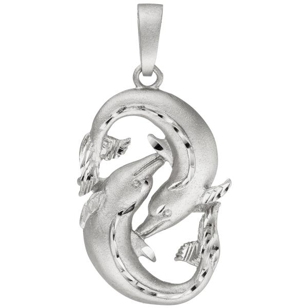 Anhänger Sternzeichen Fische 925 Sterling Silber teil matt Sternzeichenanhänger