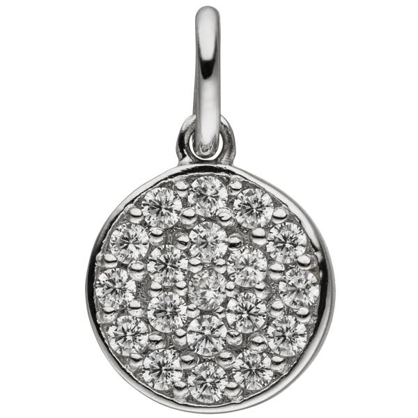 Anhänger rund 925 Sterling Silber 19 Zirkonia Silberanhänger