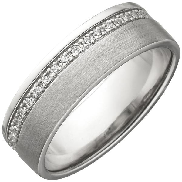 Damen Ring 925 Sterling Silber matt mit Zirkonia rundum Silberring