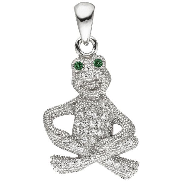 Anhänger Frosch 925 Sterling Silber 32 Zirkonia Silberanhänger