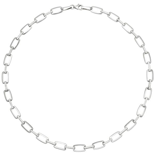 Collier Halskette 925 Sterling Silber 154 Zirkonia 45 cm Kette Silberkette