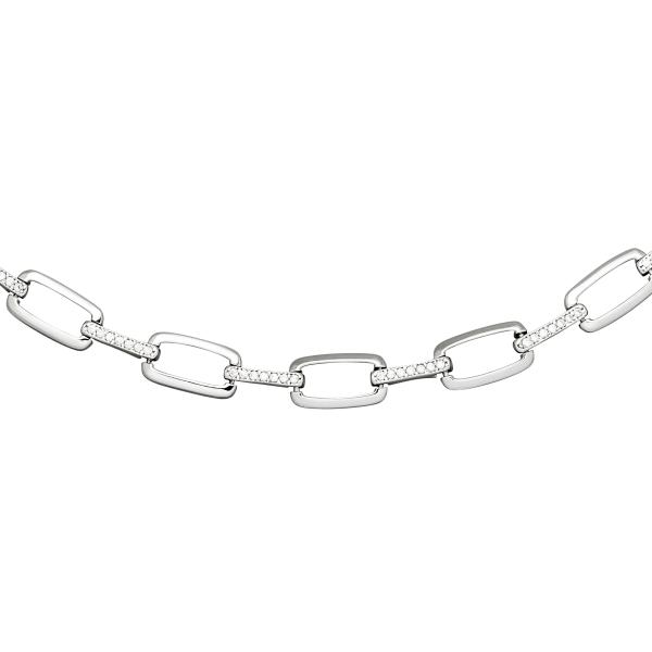 Collier Halskette 925 Sterling Silber 154 Zirkonia 45 cm Kette Silberkette