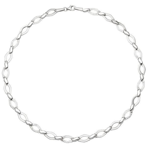 Collier Halskette 925 Silber 144 Zirkonia 45 cm Kette Silberkette