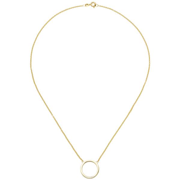 Collier Halskette 585 Gold Gelbgold 7 Diamanten Brillanten 44 cm Kette