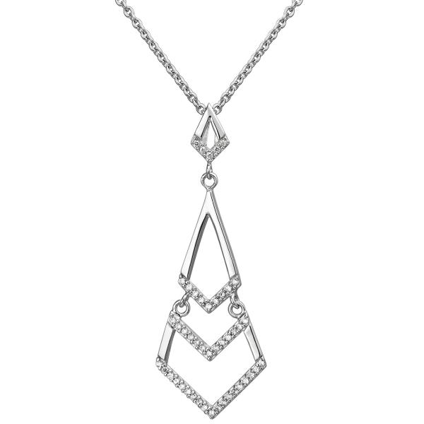 Collier Kette mit Anhänger 925 Sterling Silber 46 Zirkonia 45 cm