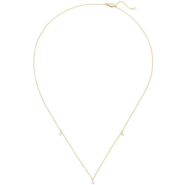 Collier Halskette 750 Gold Gelbgold 3 Diamanten Brillanten 45 cm