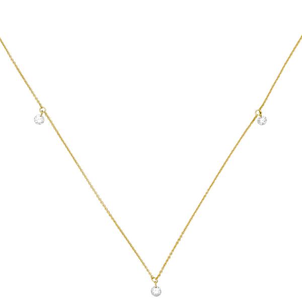 Collier Halskette 750 Gold Gelbgold 3 Diamanten Brillanten 45 cm