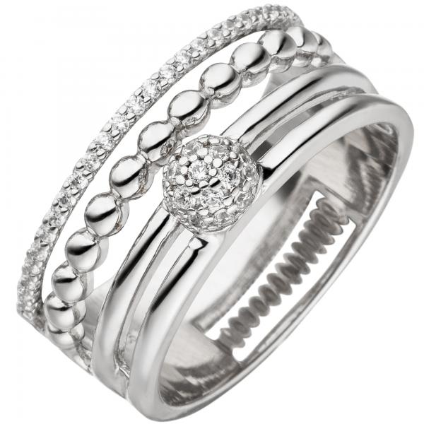 Damen Ring breit 925 Sterling Silber 41 Zirkonia Silberring