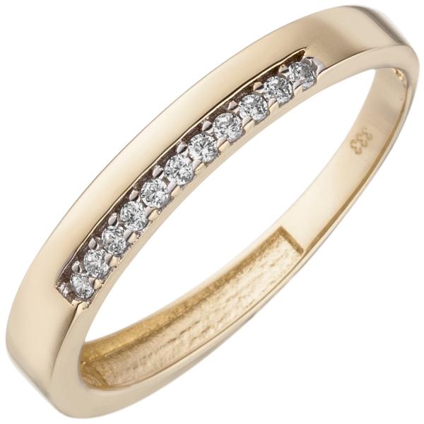 Damen Ring 333 Gold Gelbgold bicolor 11 Zirkonia Goldring