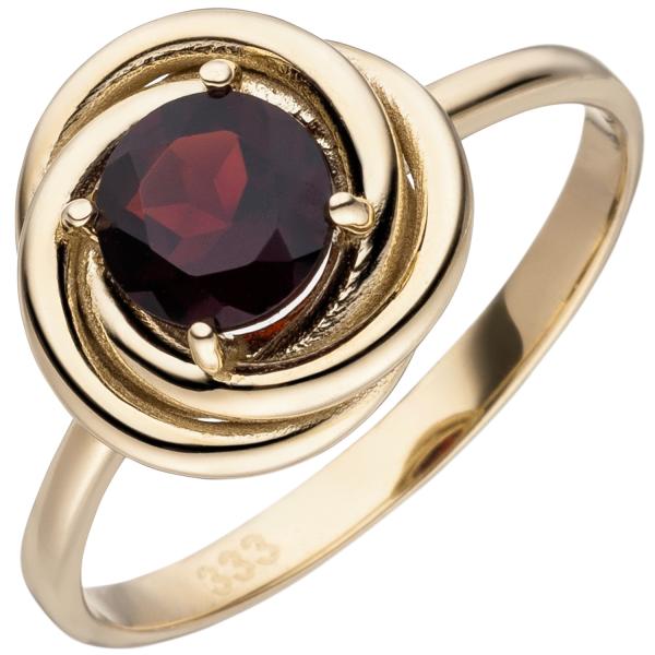 Damen Ring 333 Gold Gelbgold 1 Granat rot Granatring