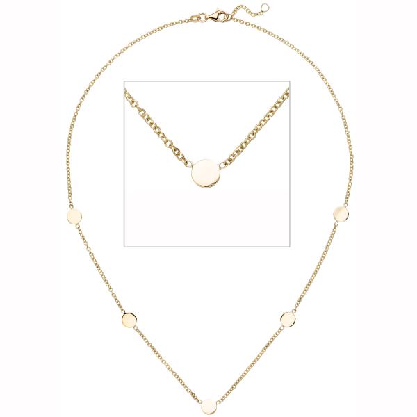 Collier Halskette mit Plättchen 375 Gold Gelbgold 43 cm Kette